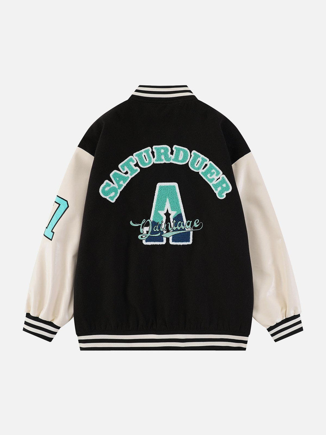 Helmiss - Flocking Letters A Varsity Jacket- Streetwear Fashion - helmiss.com