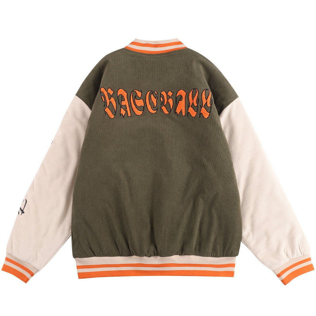 Helmiss - Flocking Letters Corduroy Winter Coat- Streetwear Fashion - helmiss.com