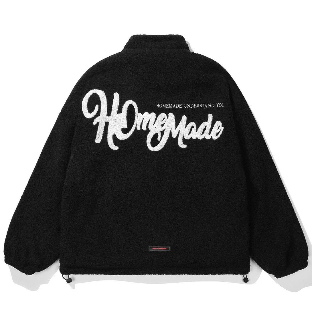 Helmiss - Flocking Letters Sherpa Winter Coat- Streetwear Fashion - helmiss.com