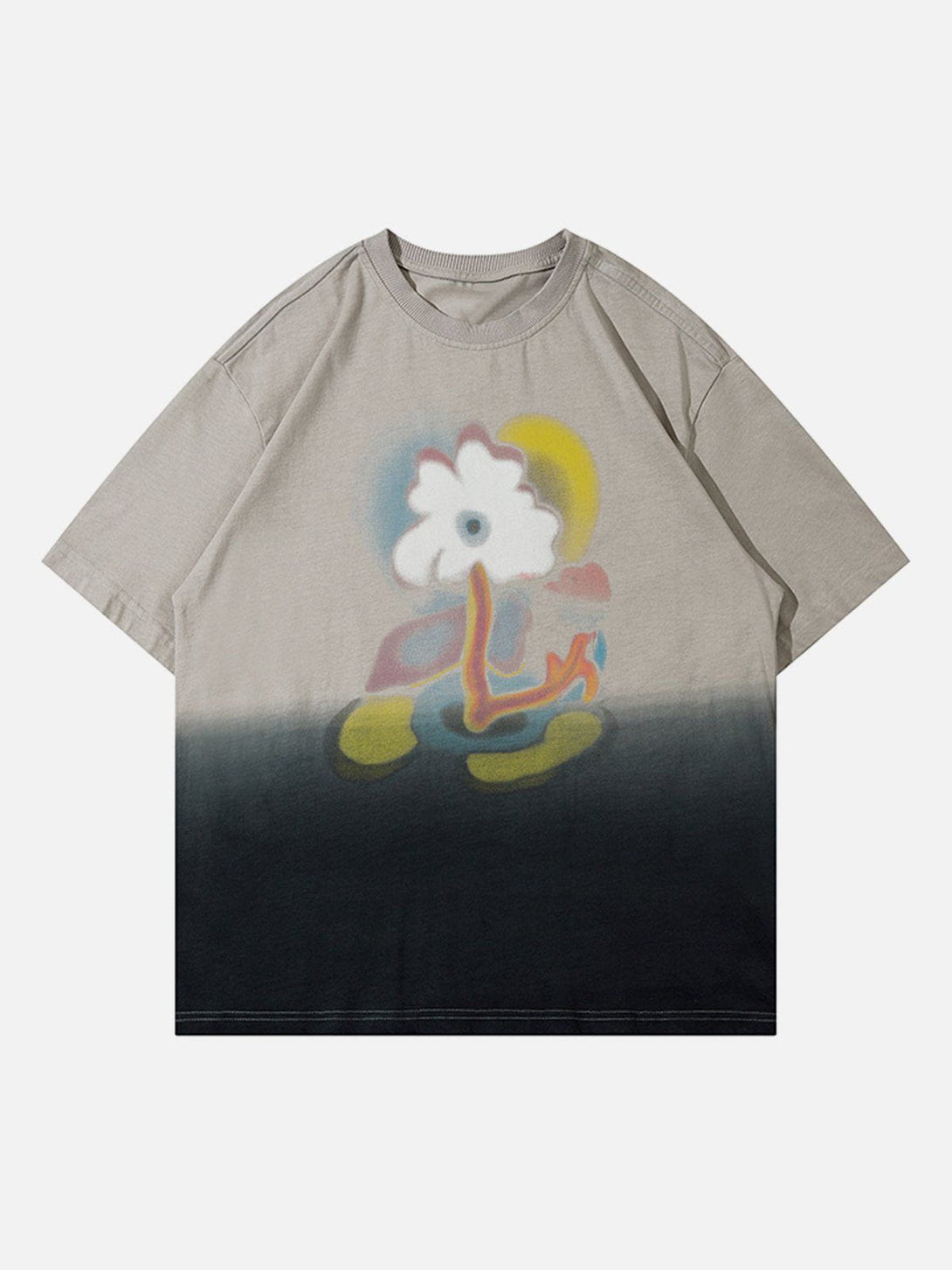 Helmiss - Floral Print Gradient Tee- Streetwear Fashion - helmiss.com