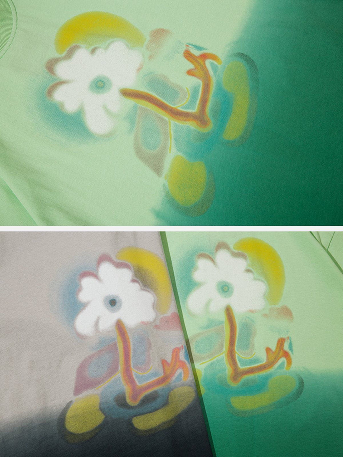 Helmiss - Floral Print Gradient Tee- Streetwear Fashion - helmiss.com