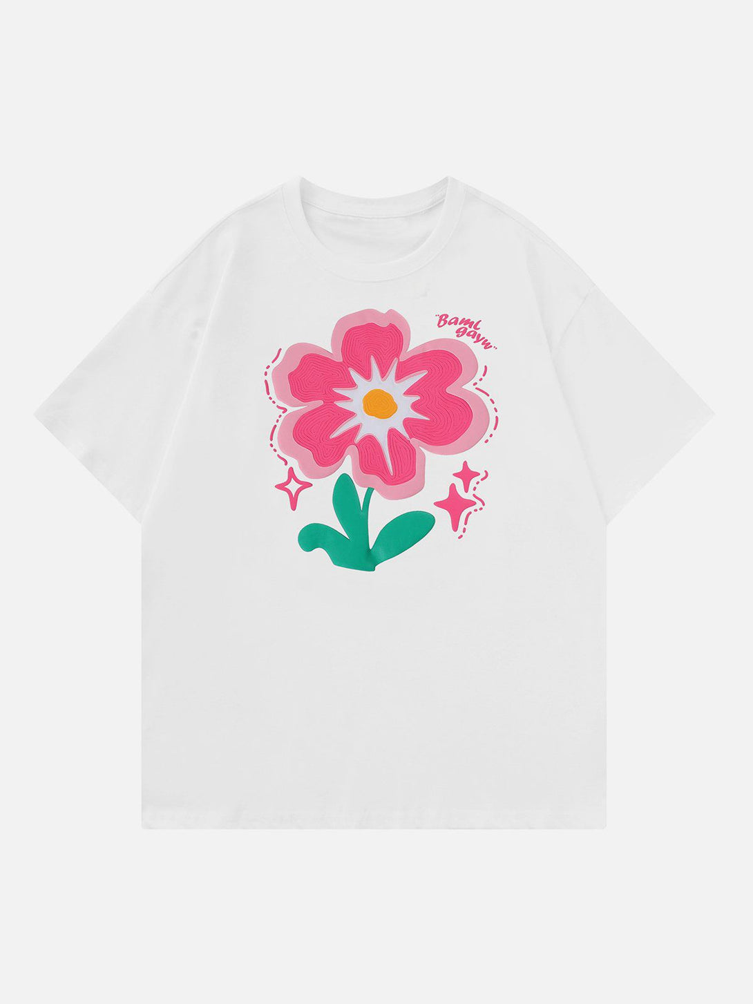 Helmiss - Flower Foam Embroidery Tee- Streetwear Fashion - helmiss.com