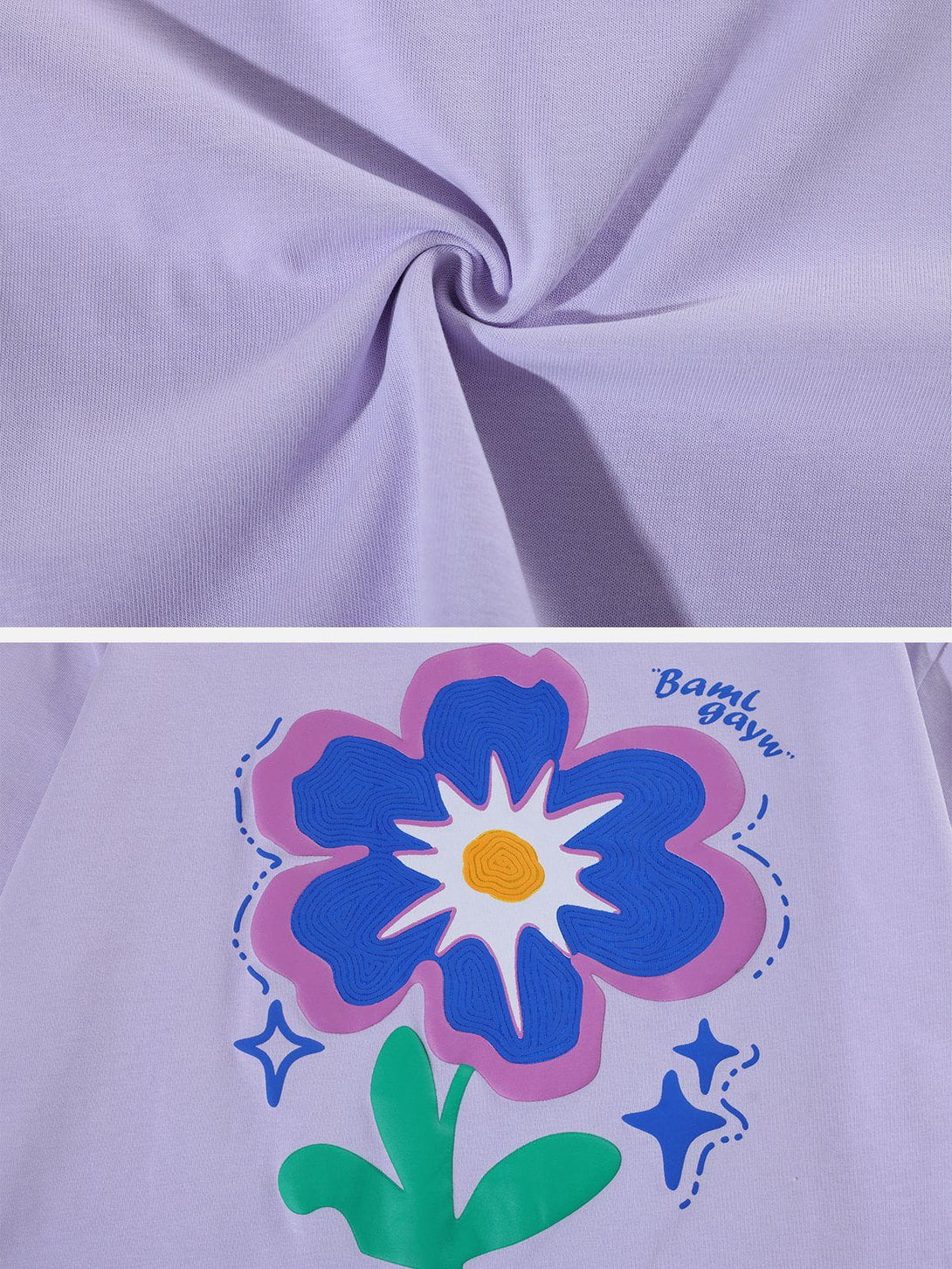 Helmiss - Flower Foam Embroidery Tee- Streetwear Fashion - helmiss.com