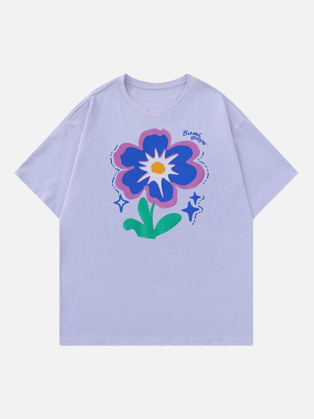 Helmiss - Flower Foam Embroidery Tee- Streetwear Fashion - helmiss.com