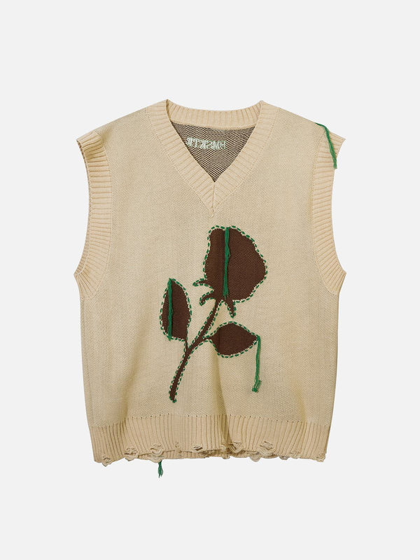 Helmiss - Flower Ribbon Sweater Vest- Streetwear Fashion - helmiss.com