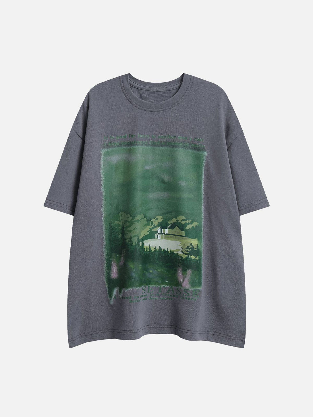 Helmiss - Forest House Print Tee- Streetwear Fashion - helmiss.com