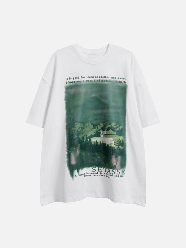 Helmiss - Forest House Print Tee- Streetwear Fashion - helmiss.com