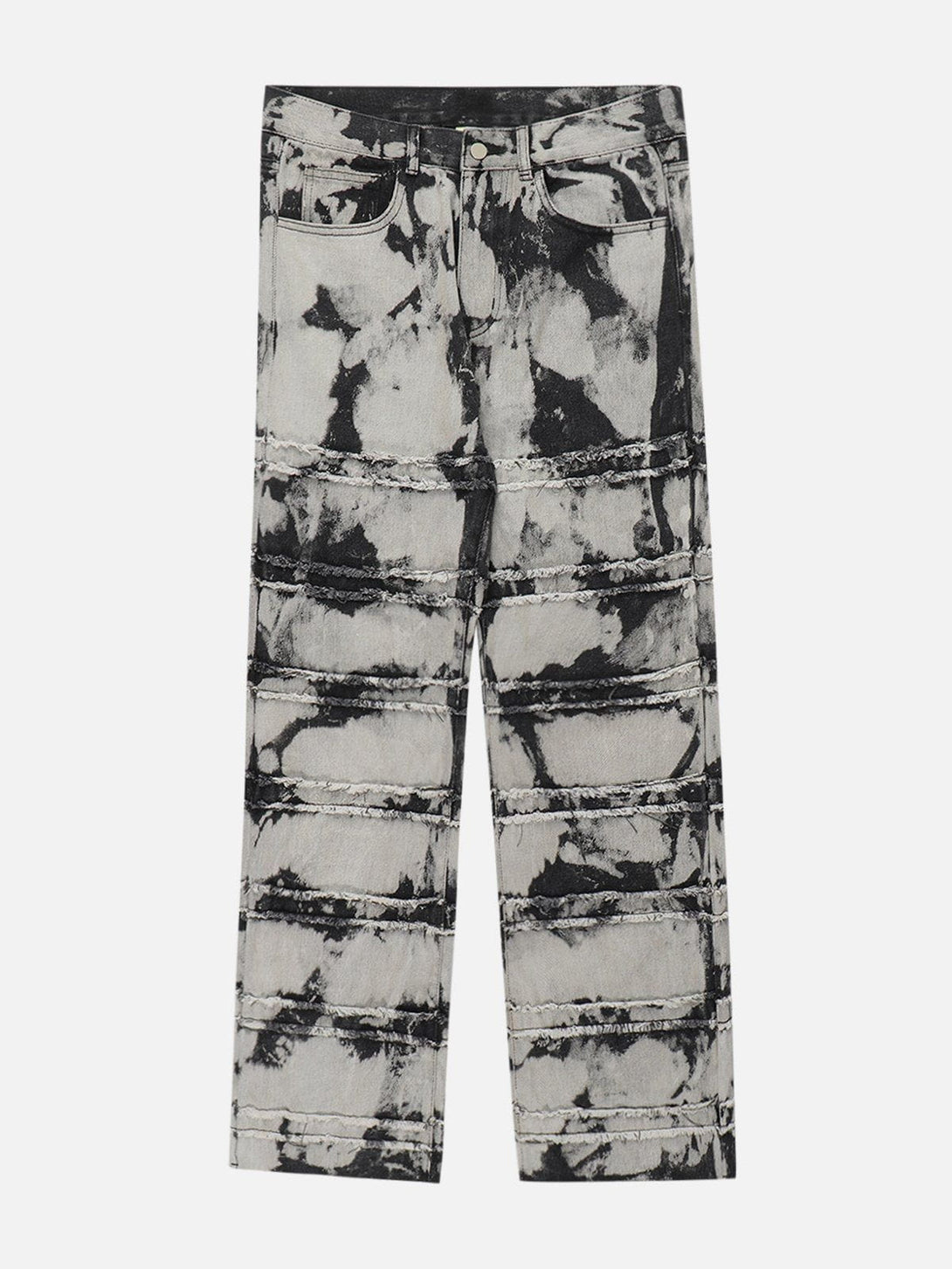 Helmiss - Frayed Panel Tie Dye Jeans- Streetwear Fashion - helmiss.com