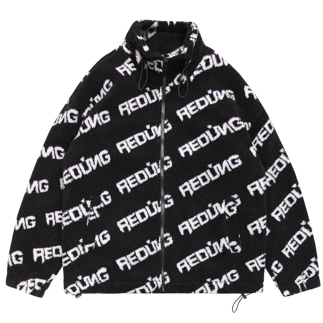 Helmiss - Full Letter Sherpa Winter Coat- Streetwear Fashion - helmiss.com