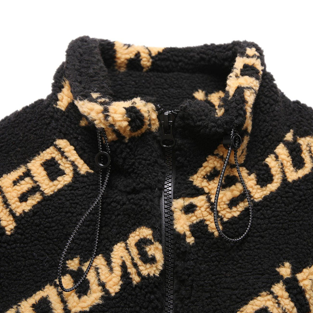 Helmiss - Full Letter Sherpa Winter Coat- Streetwear Fashion - helmiss.com