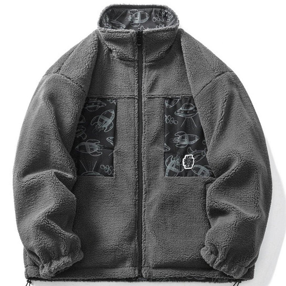 Helmiss - Full UFO Print Double-sided Winter Coat- Streetwear Fashion - helmiss.com