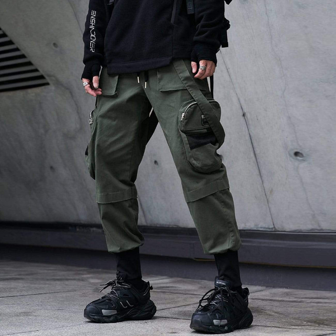 Helmiss - Function Buttons Ribbons Stereoscopic Pockets Cargo Pants- Streetwear Fashion - helmiss.com