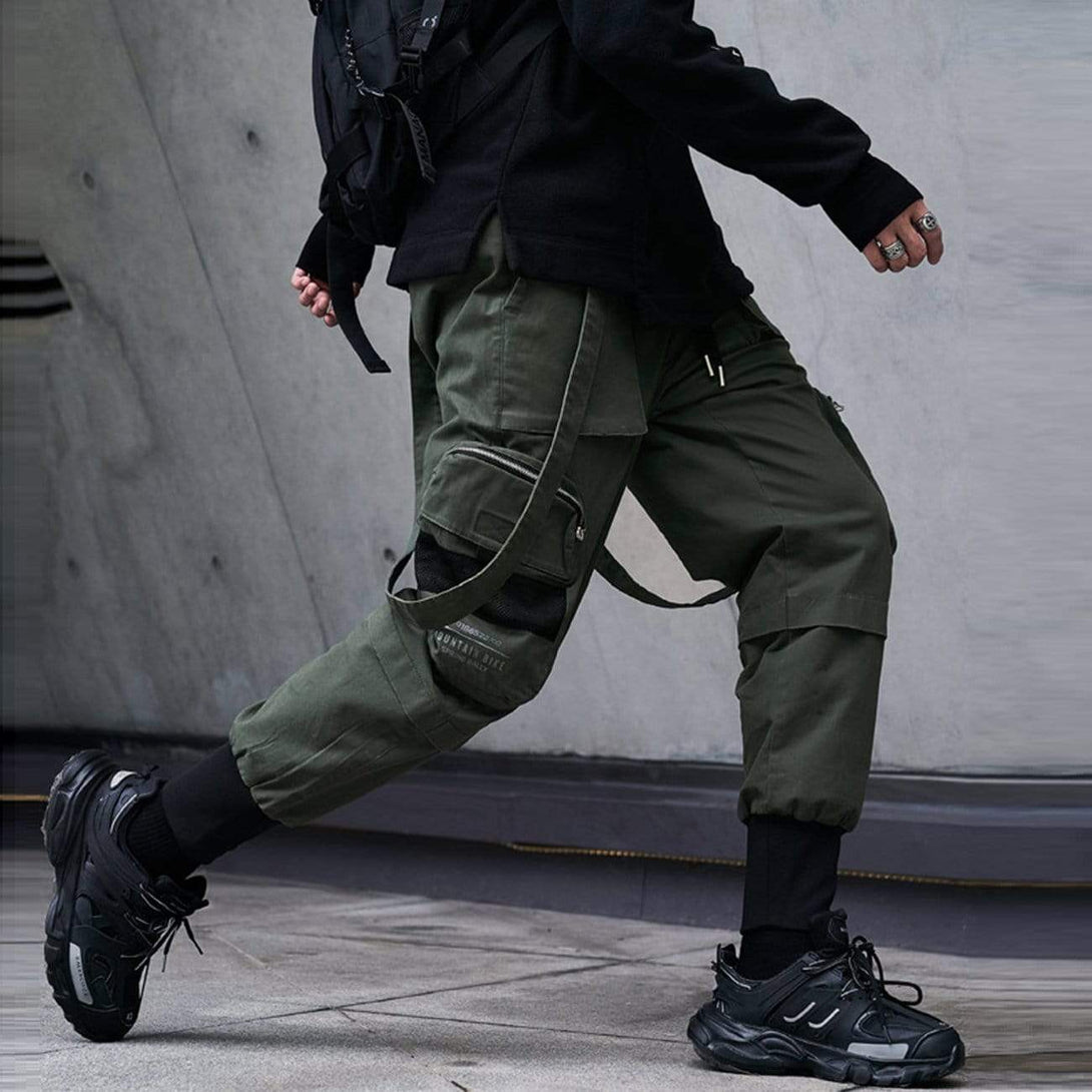 Helmiss - Function Buttons Ribbons Stereoscopic Pockets Cargo Pants- Streetwear Fashion - helmiss.com