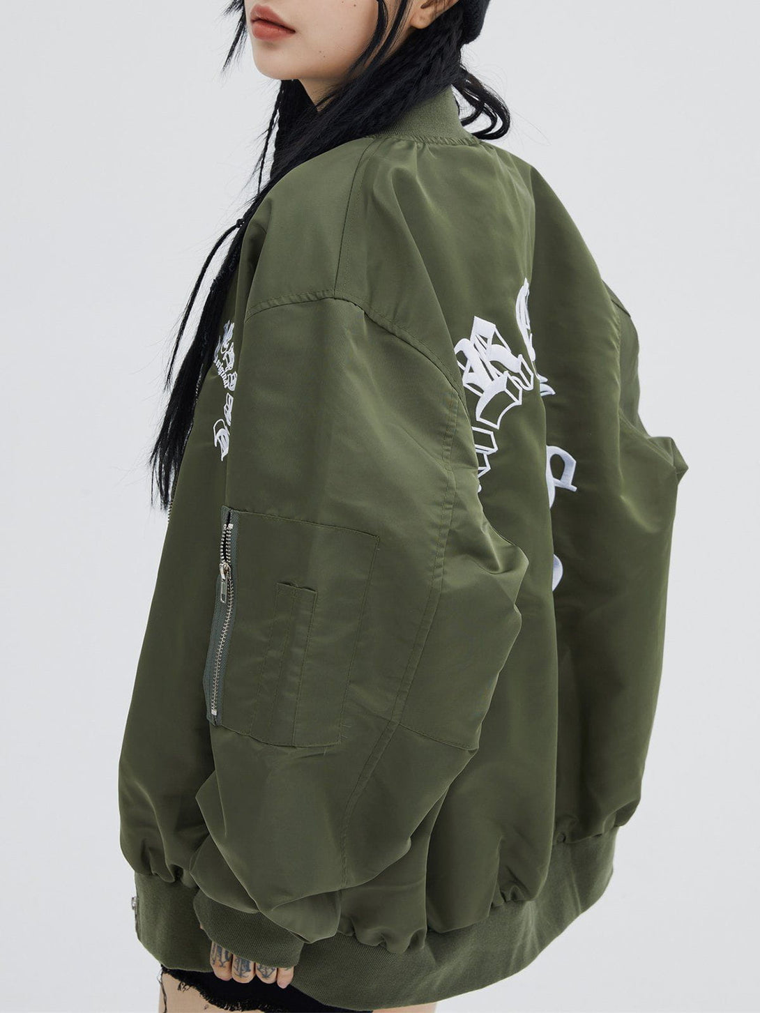 Helmiss - Gothic Letter Embroidery Anorak- Streetwear Fashion - helmiss.com