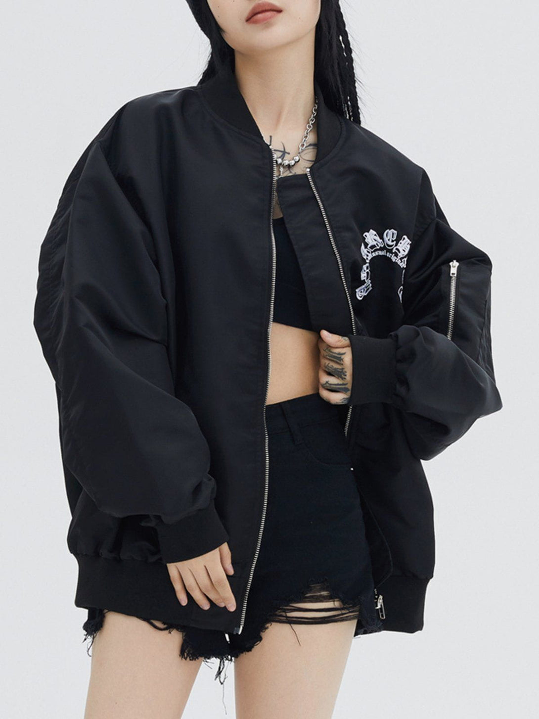 Helmiss - Gothic Letter Embroidery Anorak- Streetwear Fashion - helmiss.com