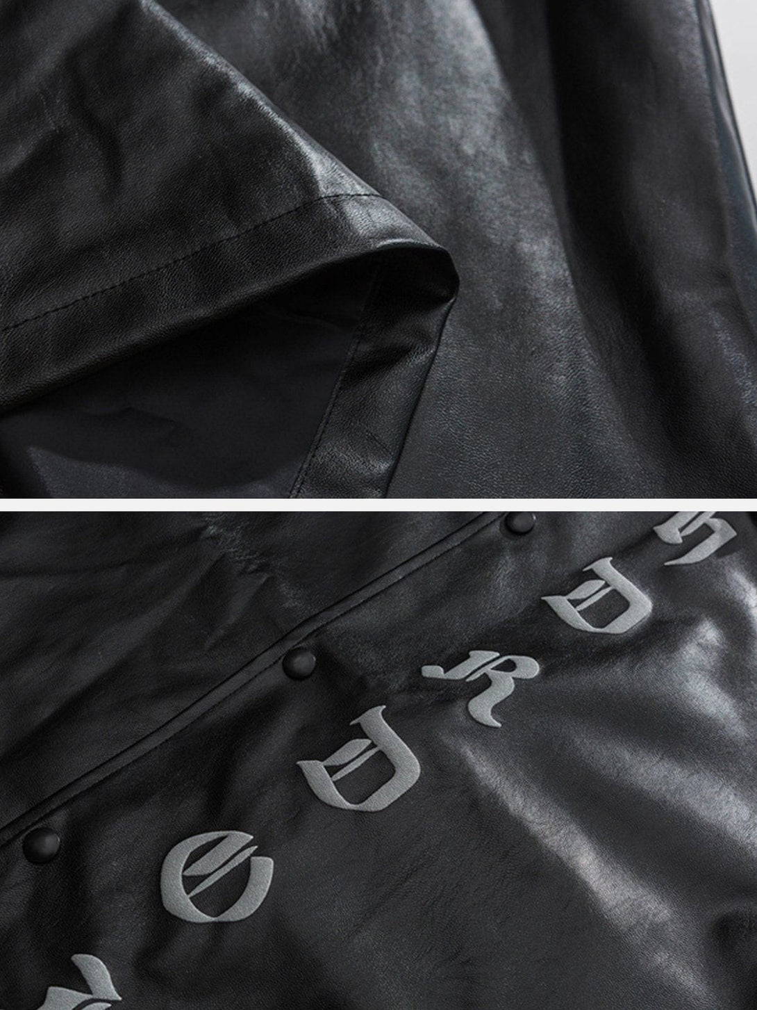 Helmiss - Gothic Letter Print Leather Jacket- Streetwear Fashion - helmiss.com