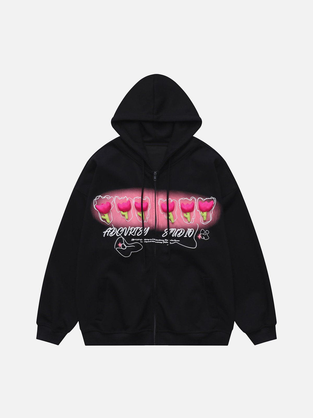 Helmiss - Gradient 3D Flower Zip Hoodie- Streetwear Fashion - helmiss.com