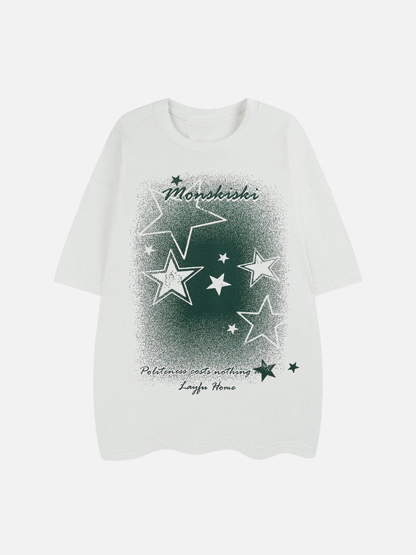 Helmiss - Gradient Star Print Tee- Streetwear Fashion - helmiss.com