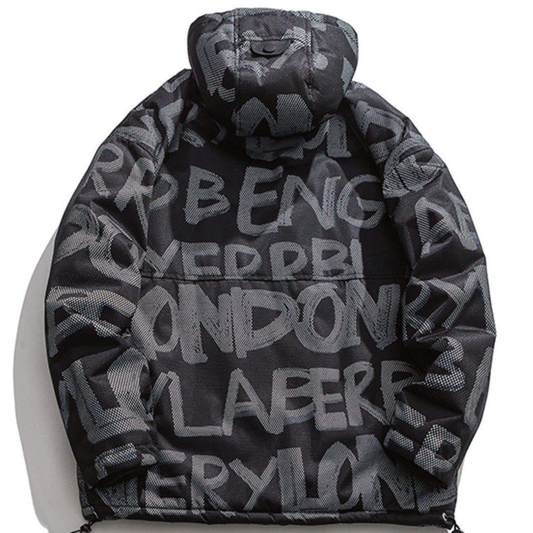 Helmiss - Graffiti Letters Hooded Winter Coat- Streetwear Fashion - helmiss.com