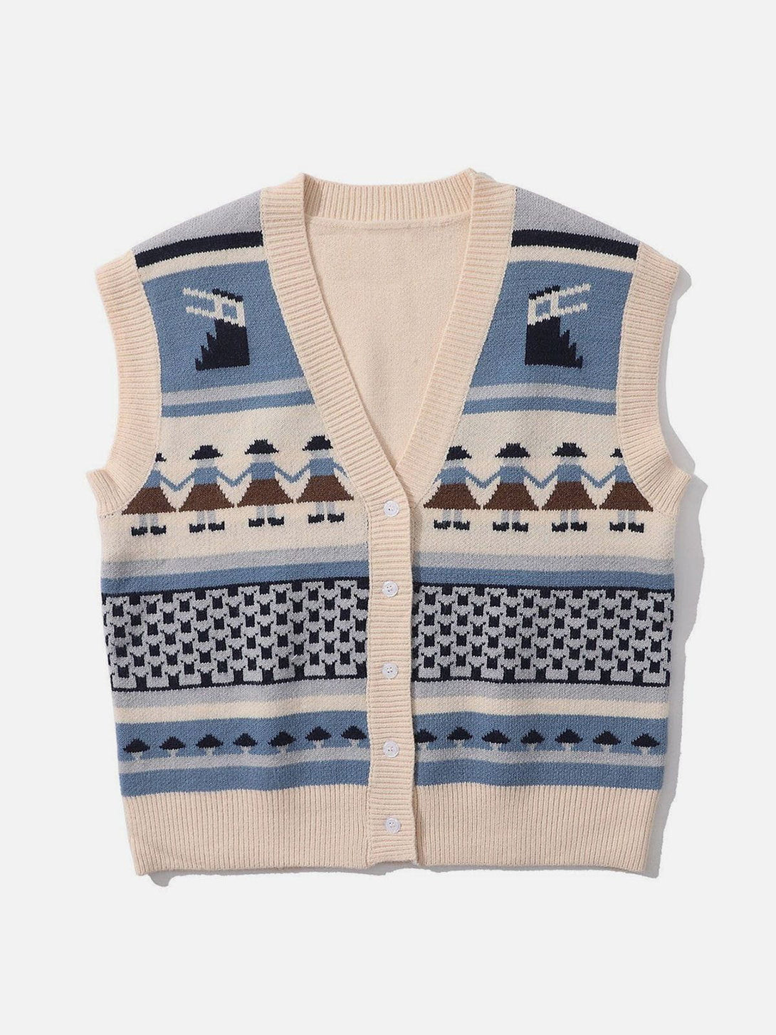 Helmiss - Hand In Hand Pattern Knit Sweater Vest- Streetwear Fashion - helmiss.com