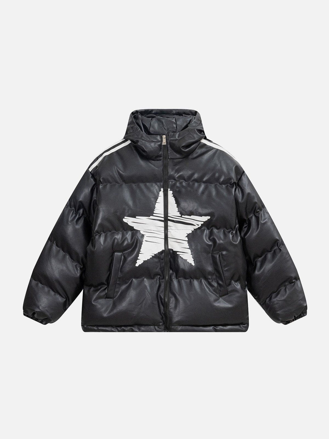 Helmiss - Hand Painted Star Print Winter Coat- Streetwear Fashion - helmiss.com