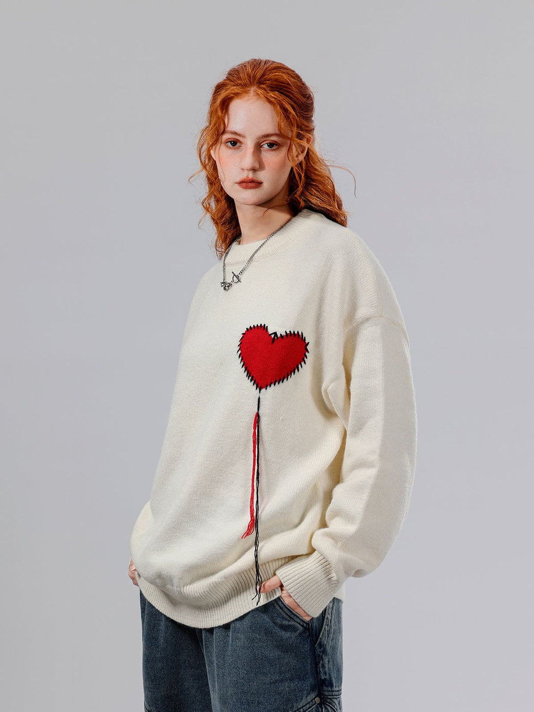 Helmiss - "Heart Choice" Knit Sweater- Streetwear Fashion - helmiss.com