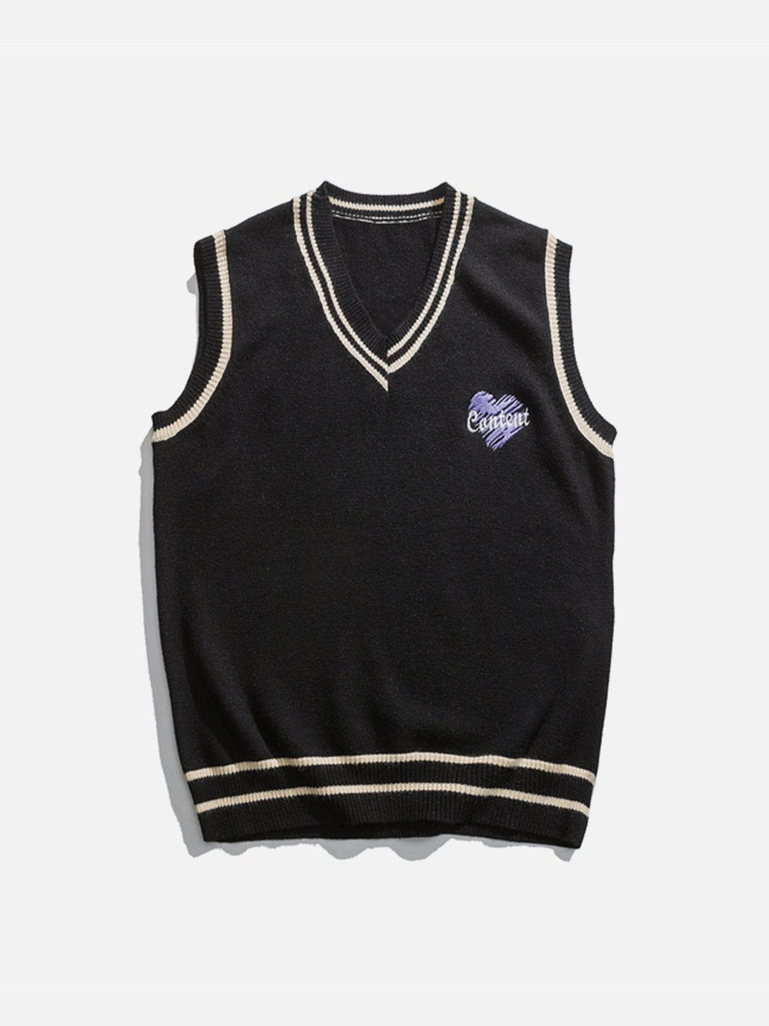 Helmiss - Heart Embroidered Sweater Vest- Streetwear Fashion - helmiss.com