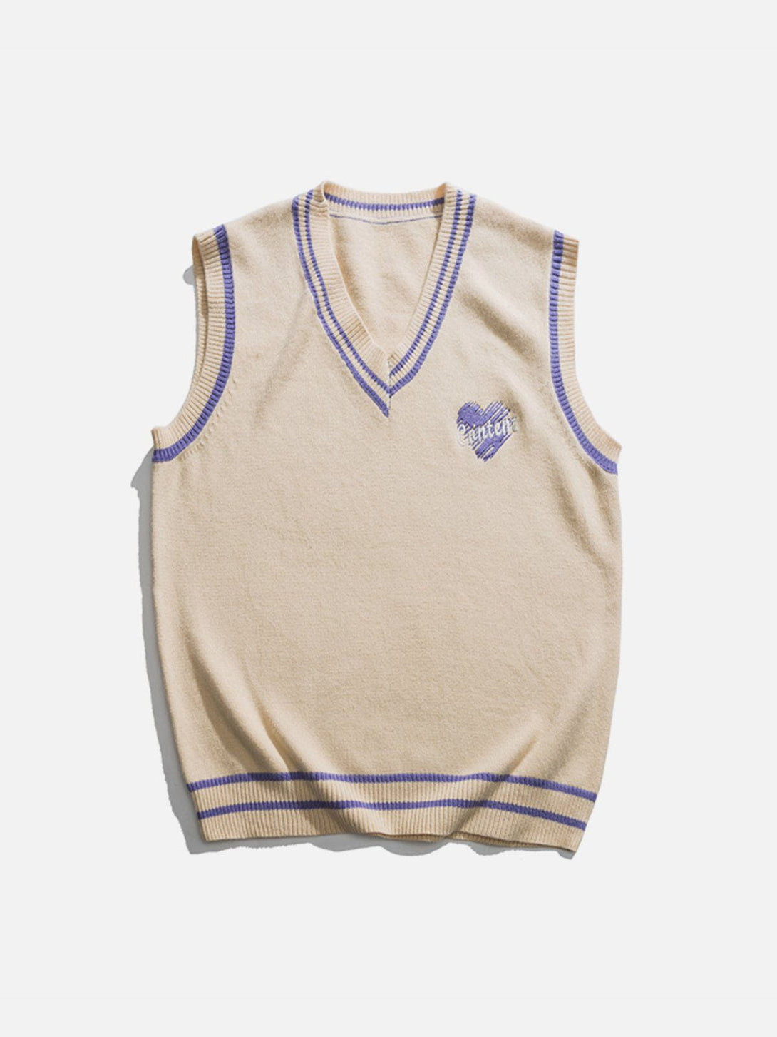 Helmiss - Heart Embroidered Sweater Vest- Streetwear Fashion - helmiss.com