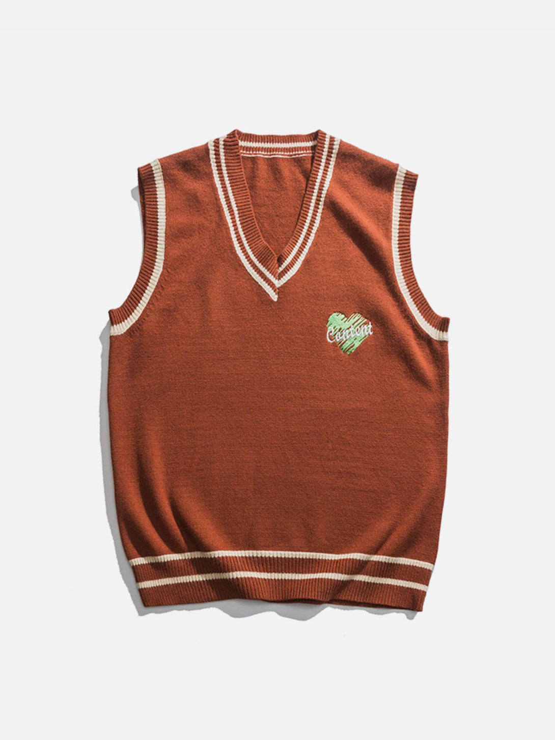 Helmiss - Heart Embroidered Sweater Vest- Streetwear Fashion - helmiss.com