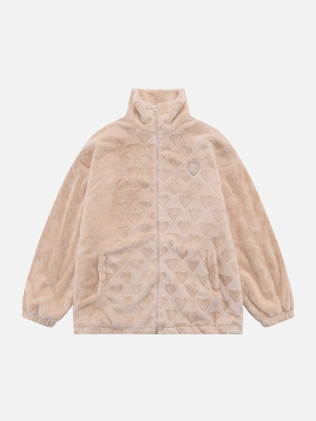 Helmiss - Heart Pattern Plush Winter Coat- Streetwear Fashion - helmiss.com