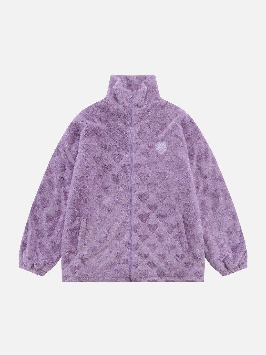 Helmiss - Heart Pattern Plush Winter Coat- Streetwear Fashion - helmiss.com