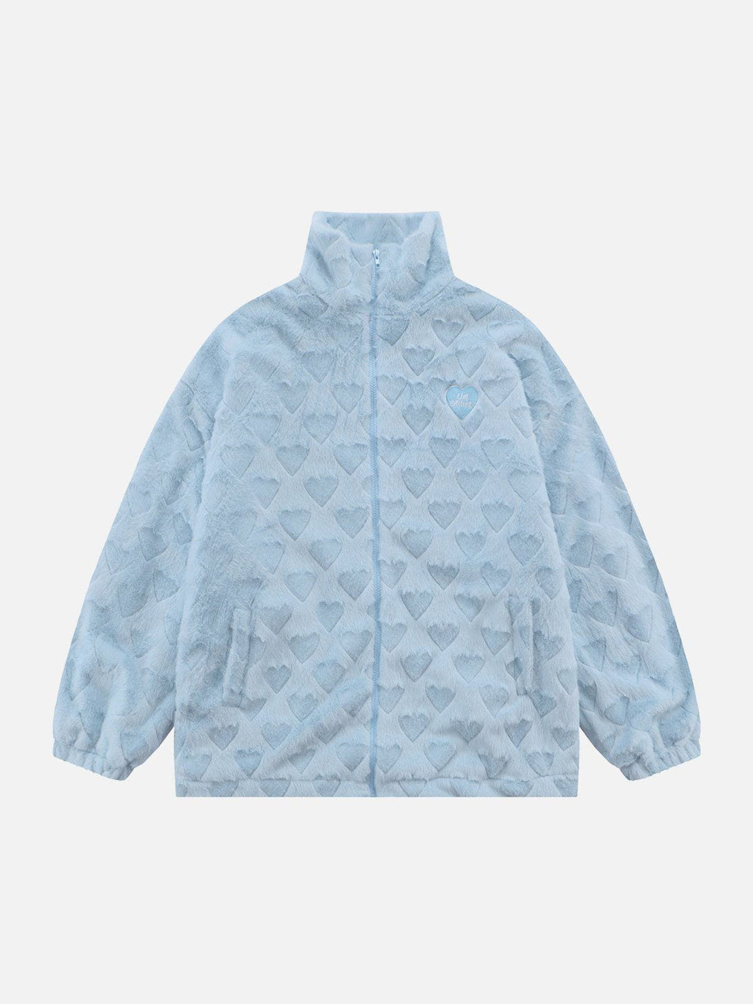 Helmiss - Heart Pattern Plush Winter Coat- Streetwear Fashion - helmiss.com