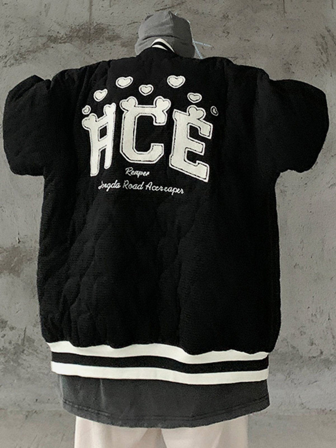 Helmiss - Heart Quilted Flocked Letters Winter Coat- Streetwear Fashion - helmiss.com