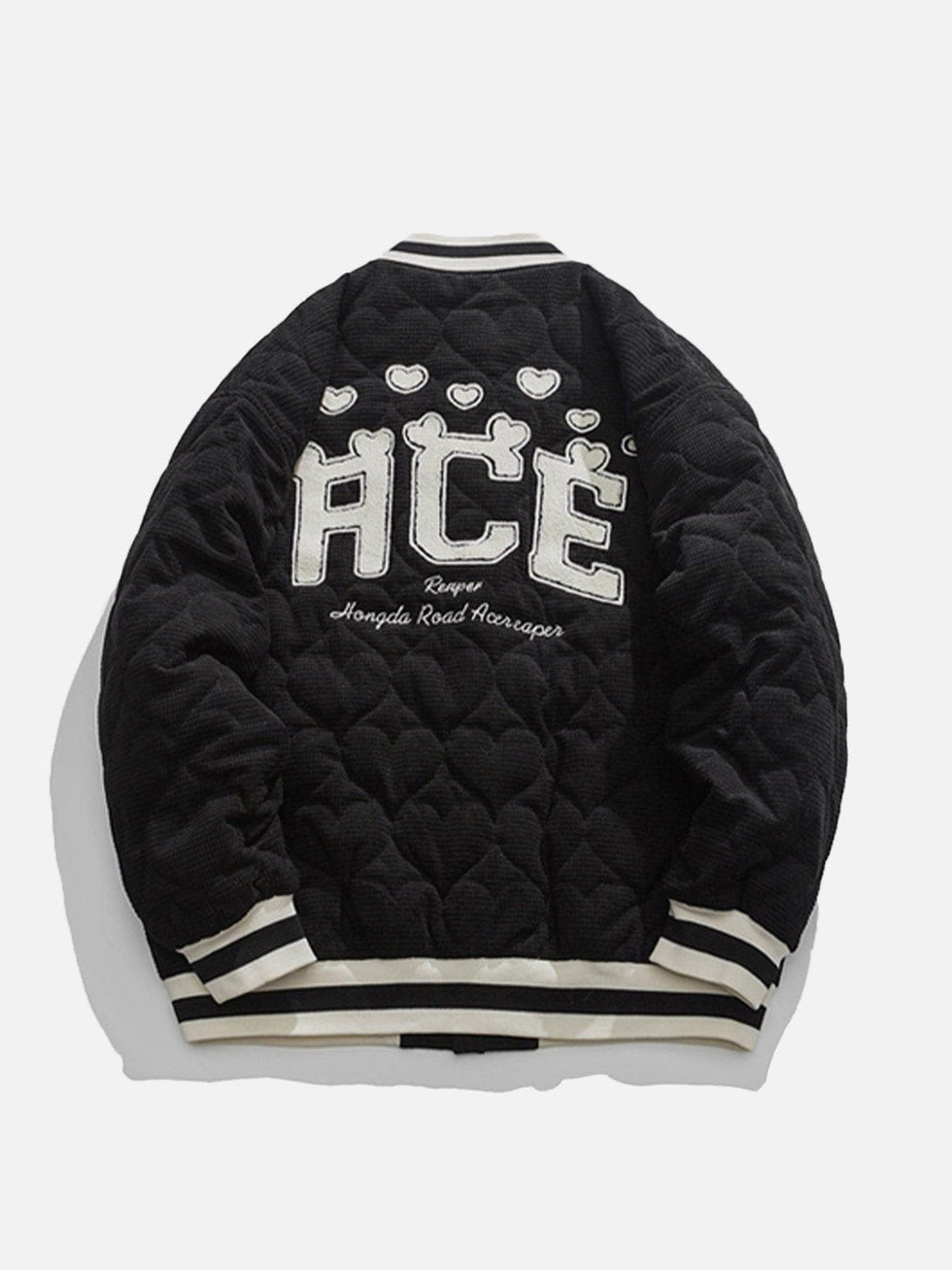 Helmiss - Heart Quilted Flocked Letters Winter Coat- Streetwear Fashion - helmiss.com