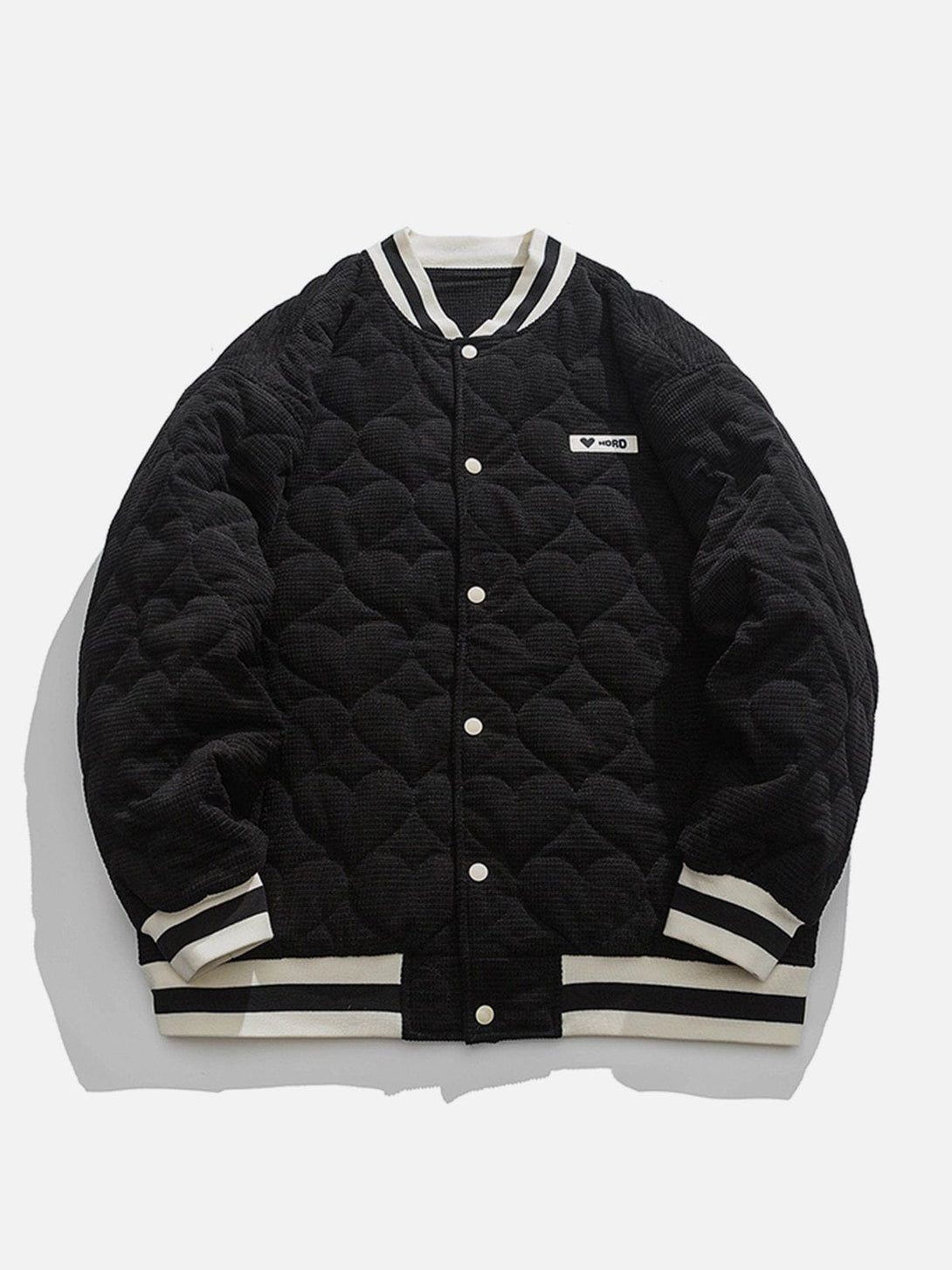 Helmiss - Heart Quilted Flocked Letters Winter Coat- Streetwear Fashion - helmiss.com