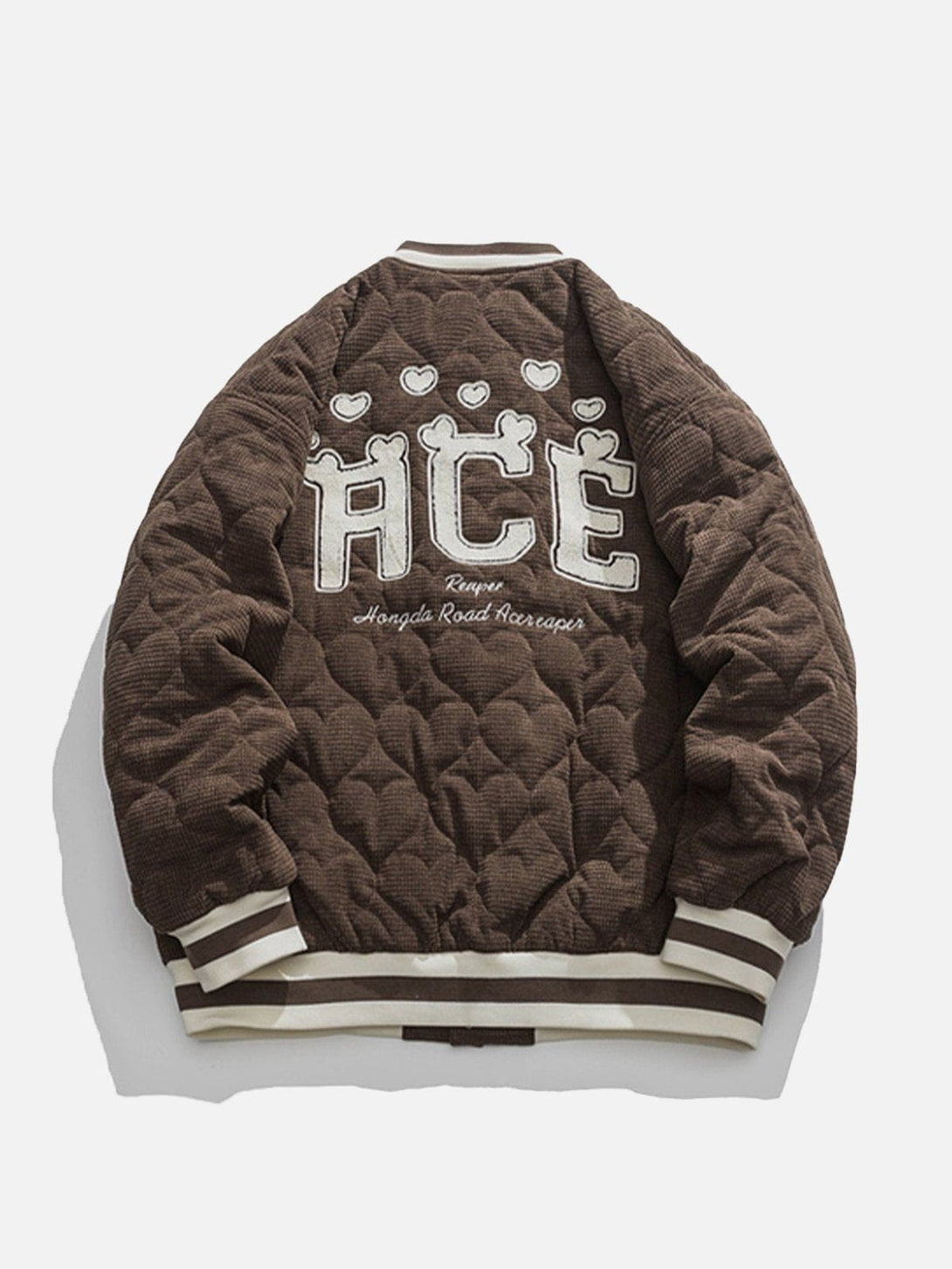 Helmiss - Heart Quilted Flocked Letters Winter Coat- Streetwear Fashion - helmiss.com