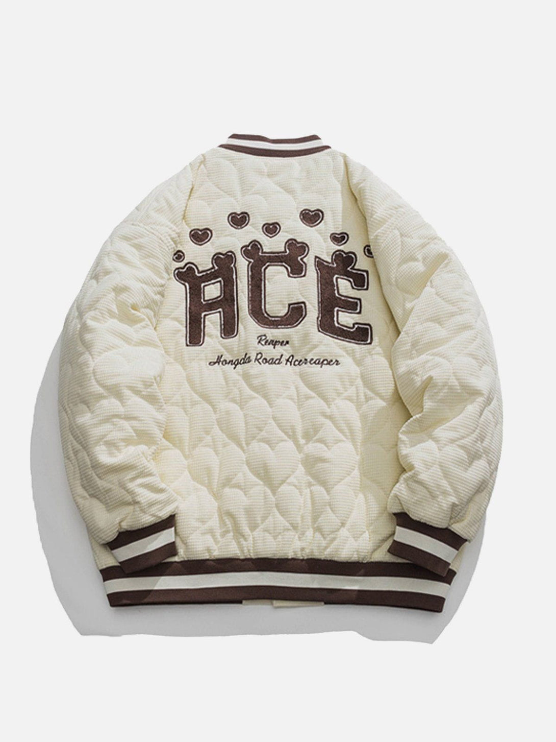 Helmiss - Heart Quilted Flocked Letters Winter Coat- Streetwear Fashion - helmiss.com