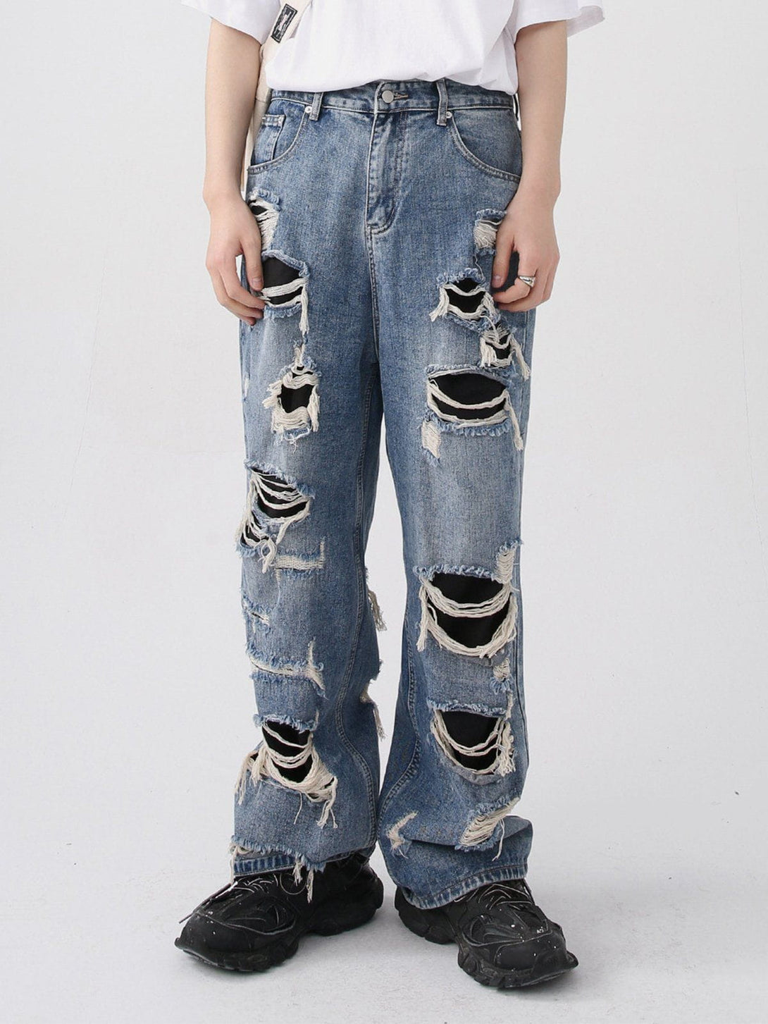 Helmiss - Hole Patch Jeans- Streetwear Fashion - helmiss.com