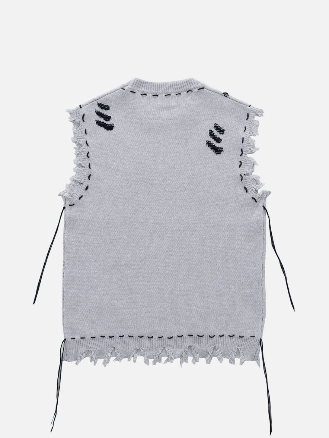 Helmiss - Hole Raw Edge Sweater Vest- Streetwear Fashion - helmiss.com