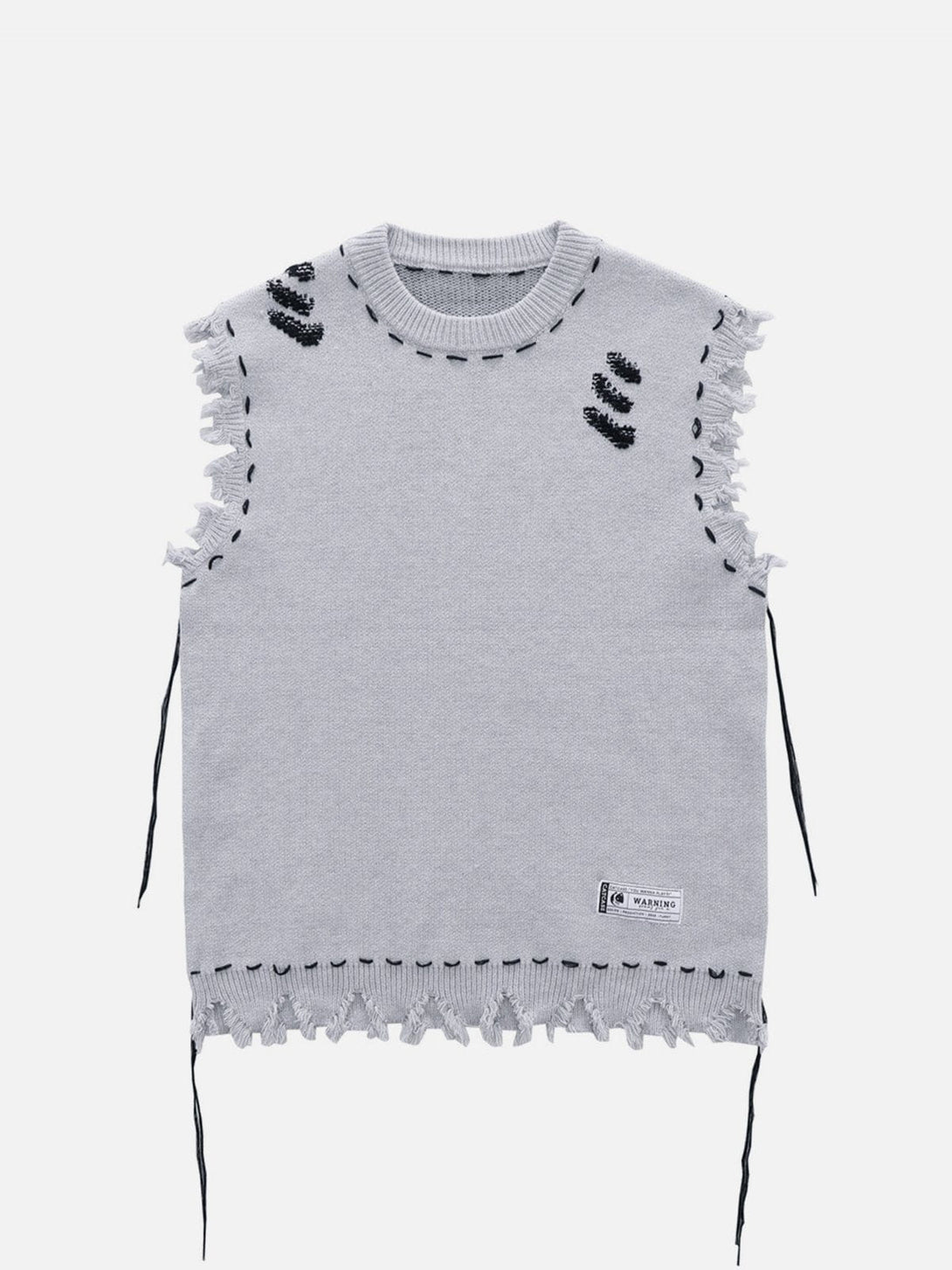 Helmiss - Hole Raw Edge Sweater Vest- Streetwear Fashion - helmiss.com