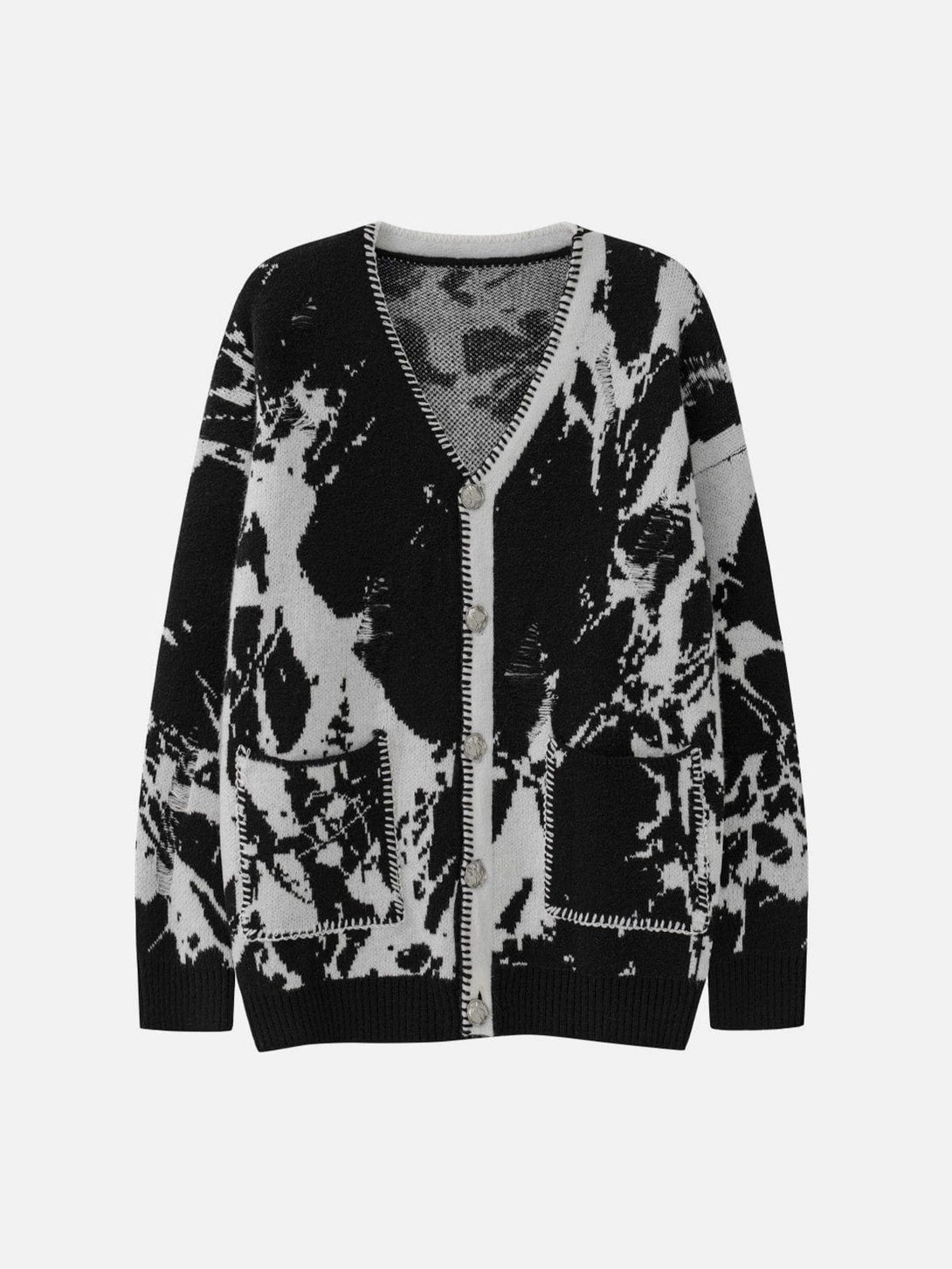 Helmiss - Ink And Water Style Embroidery Cardigan- Streetwear Fashion - helmiss.com