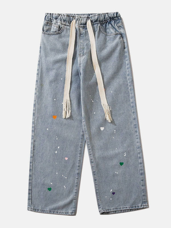 Helmiss - Inkjet Heart Jeans- Streetwear Fashion - helmiss.com