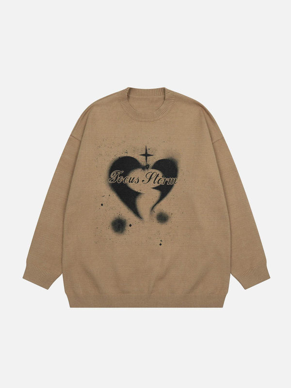 Helmiss - Inkjet Heart Print Sweater- Streetwear Fashion - helmiss.com