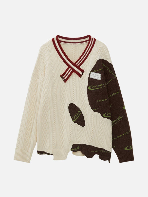 Helmiss - Irregular Patchwork Sweater- Streetwear Fashion - helmiss.com