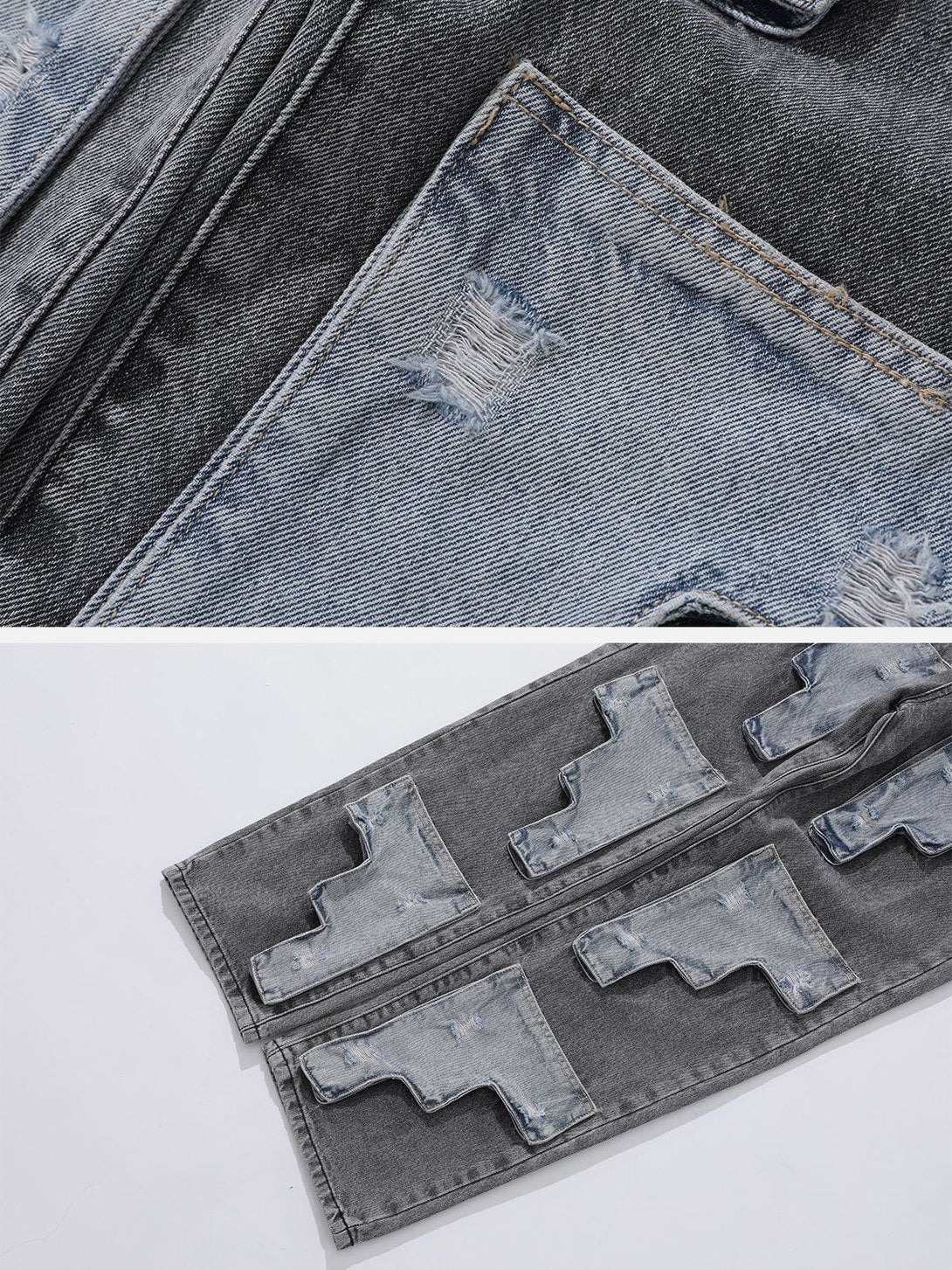 Helmiss - Irregular Quilting Jeans- Streetwear Fashion - helmiss.com