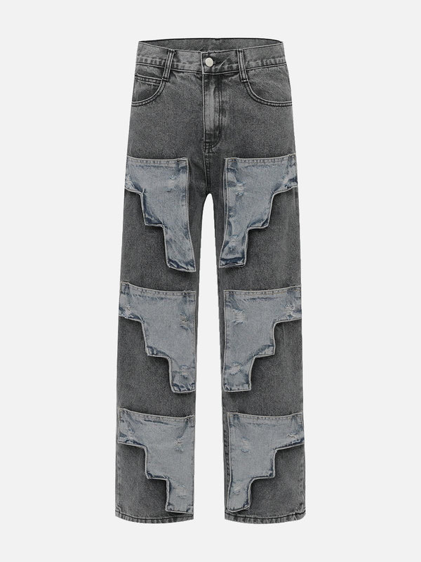 Helmiss - Irregular Quilting Jeans- Streetwear Fashion - helmiss.com