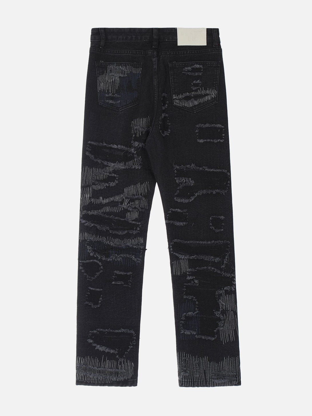 Helmiss - Irregular Ripped Patch Stitch Embroidery Jeans- Streetwear Fashion - helmiss.com