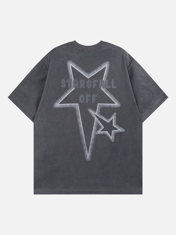 Helmiss - Irregular Stars Print Tee- Streetwear Fashion - helmiss.com