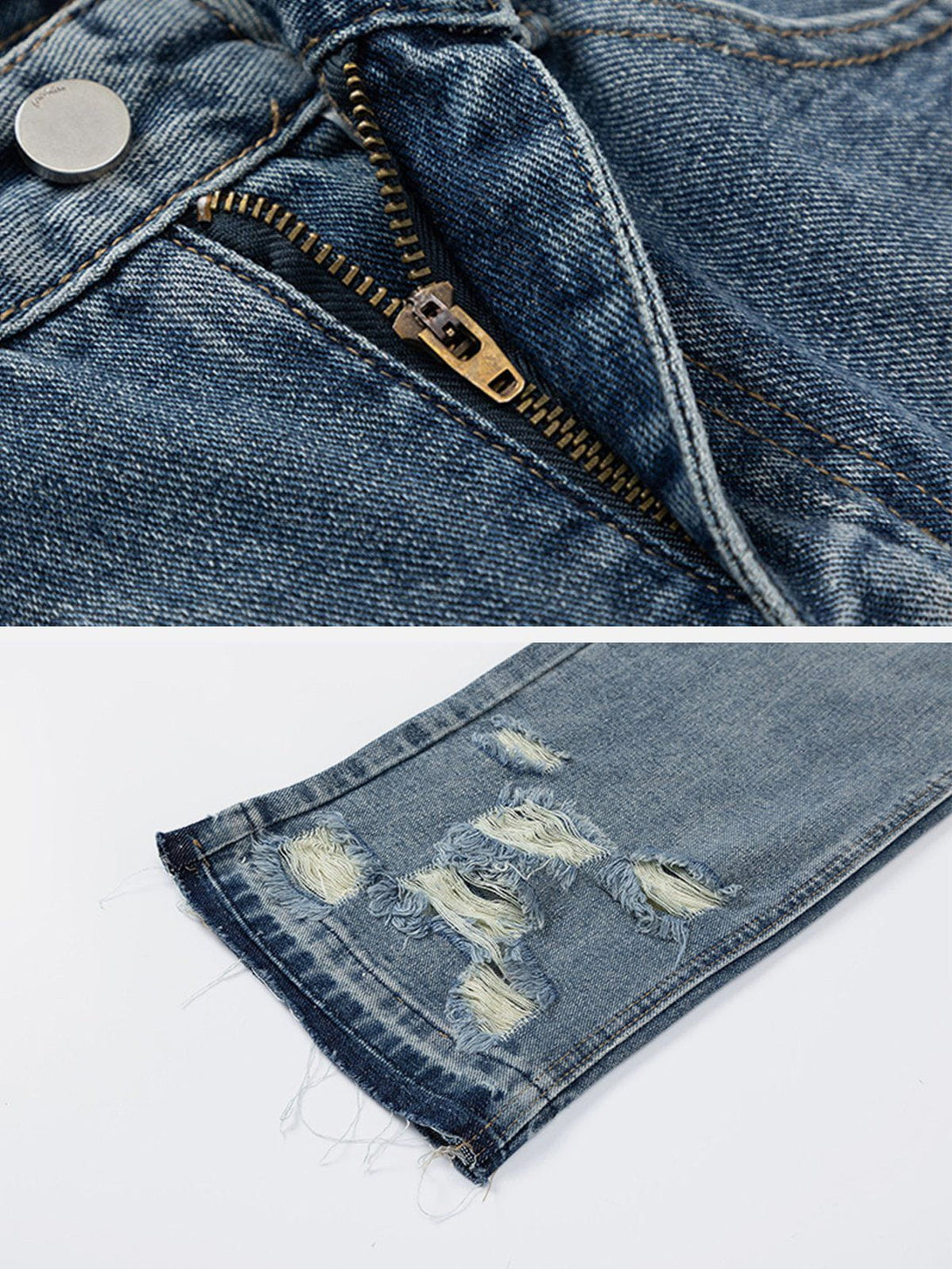 Helmiss - Irregularly Broken Holes Jeans- Streetwear Fashion - helmiss.com