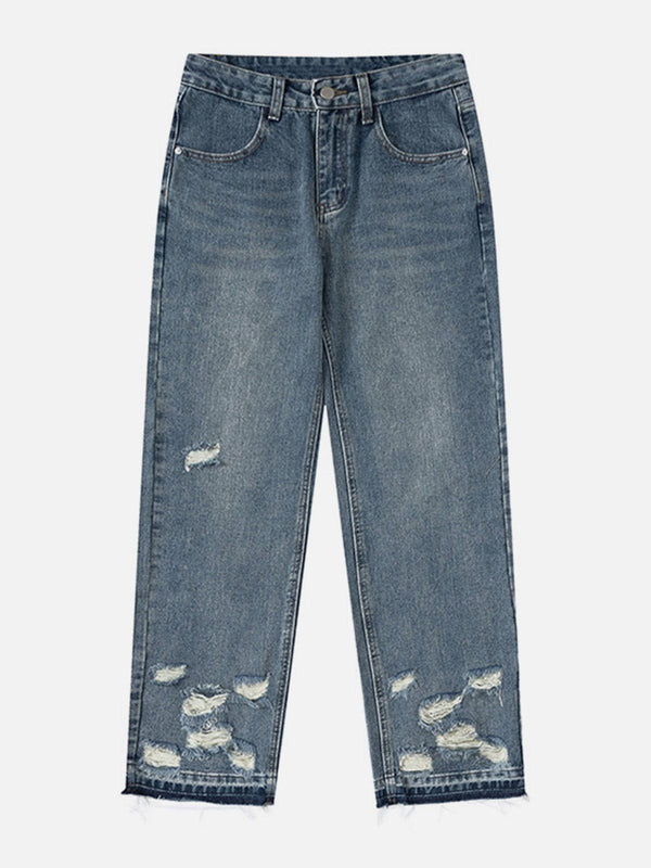 Helmiss - Irregularly Broken Holes Jeans- Streetwear Fashion - helmiss.com